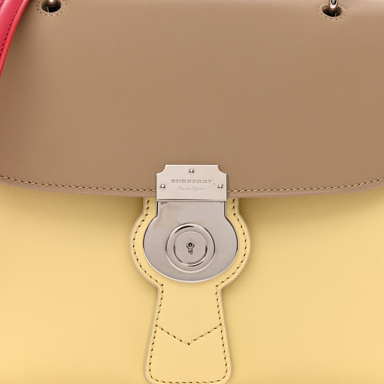 Burberry Trench Calfskin Medium DK88 Top Handle Bag Yellow Beige Red 7 of 11