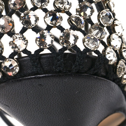 Bottega Veneta Mesh Nappa Crystal Embellished Sparkle Stretch Ankle Tie Sandals 38 Black 9 of 9