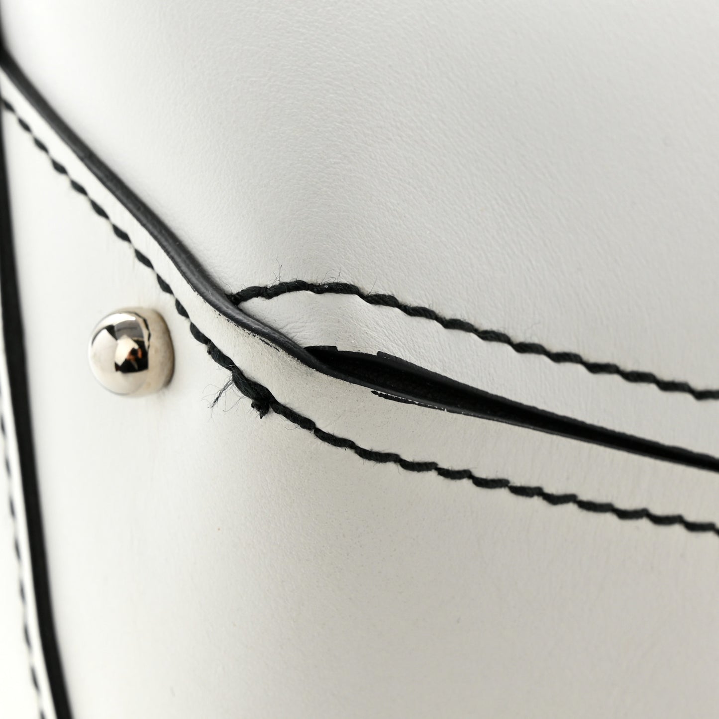 Smooth Calfskin Medium Hex Bucket Bag Black White