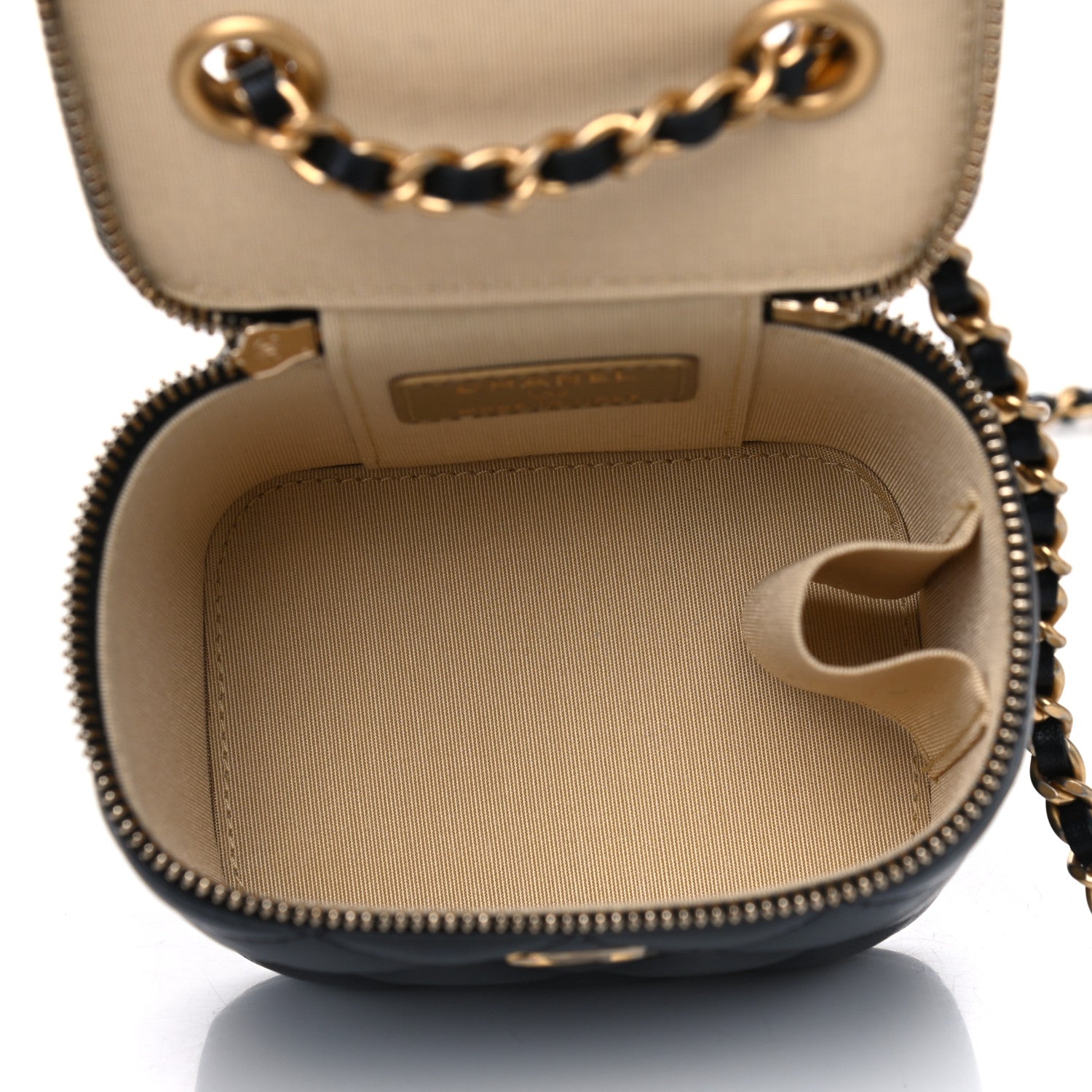 Chanel Lambskin Quilted Mini Pearl Crush Vanity Case With Chain Black 4 of 4