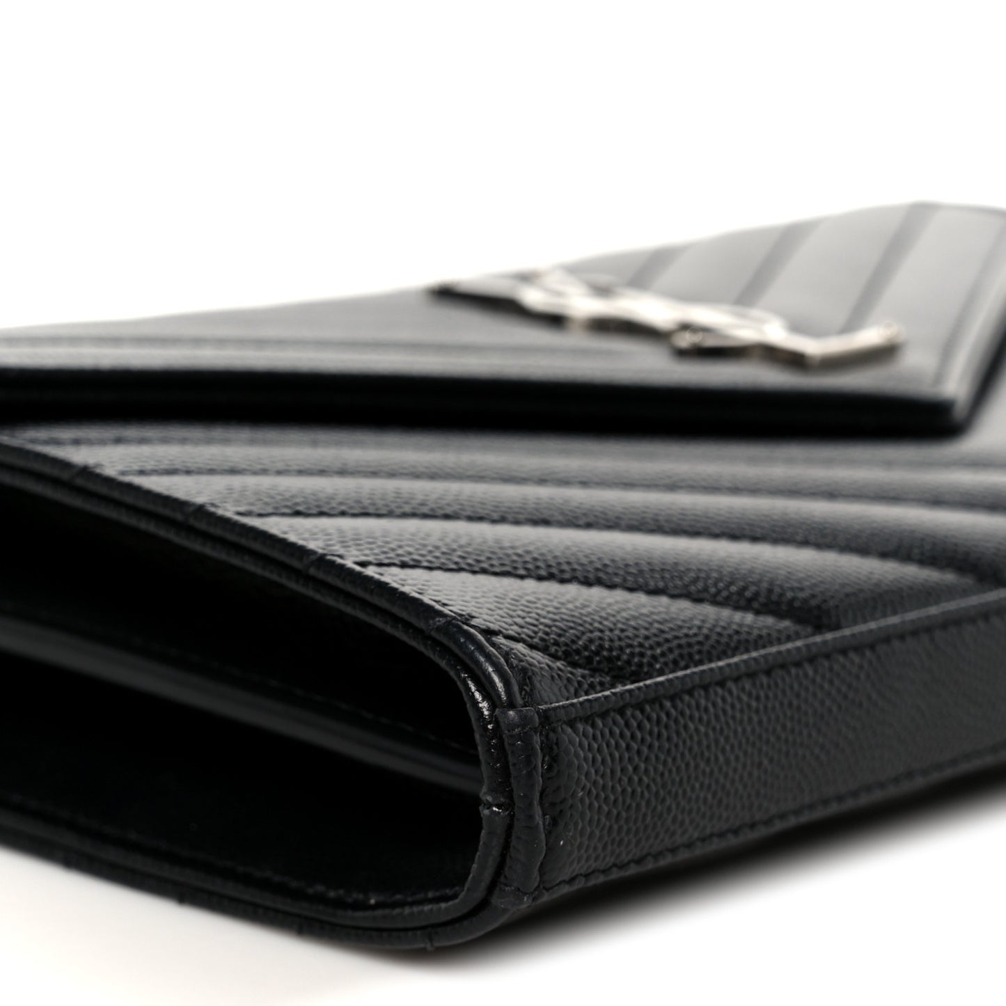 Grain De Poudre Matelasse Chevron Monogram Chain Wallet Black