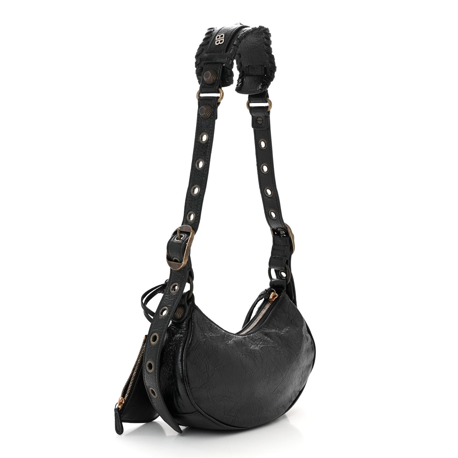 Balenciaga Agneau Arena Pin Embellished Le Cagole Shoulder Bag XS Black 4 of 13