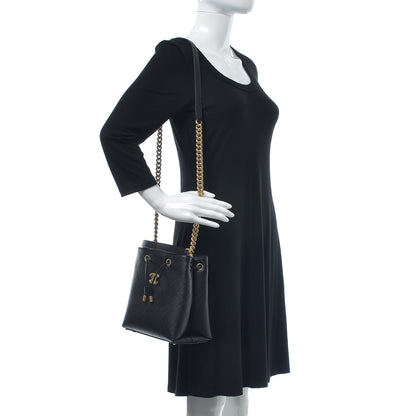 Chanel Grained Calfskin Stitched Small Drawstring Bag Black 8 of 8