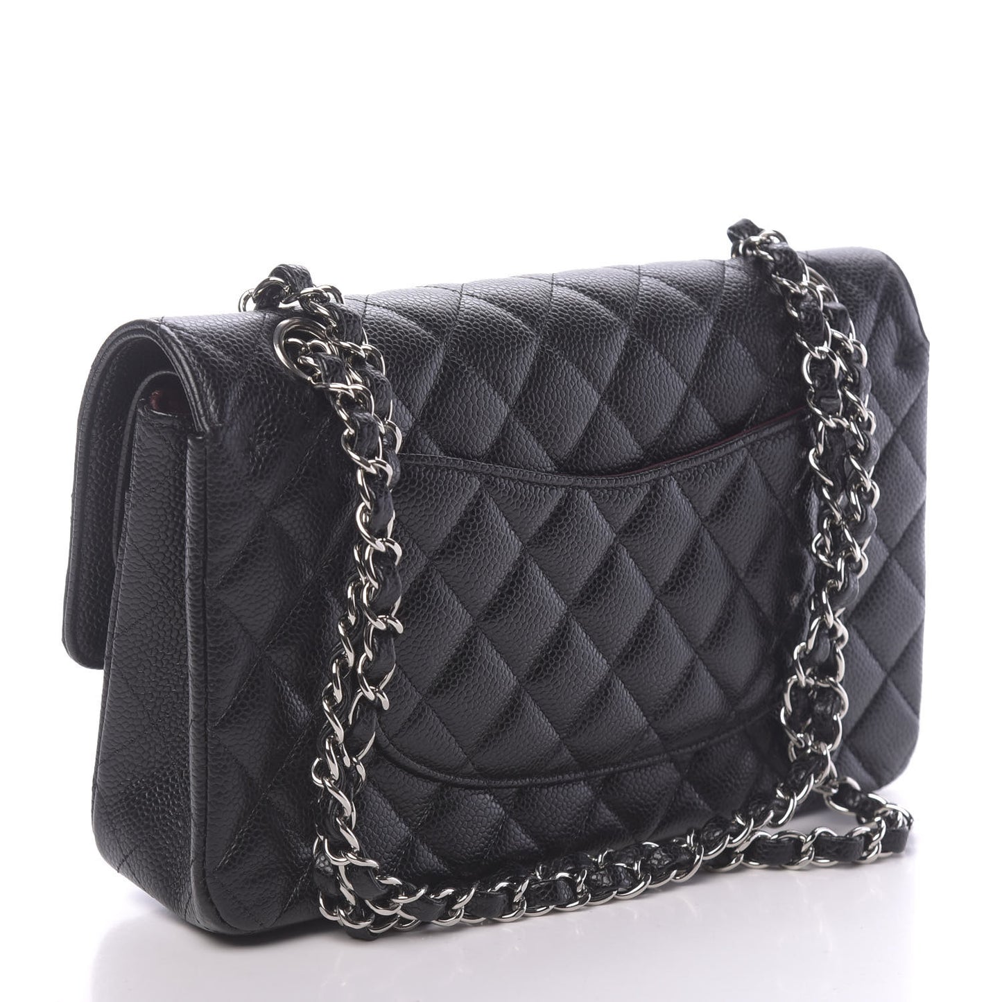 Caviar Quilted Medium Double Flap Black