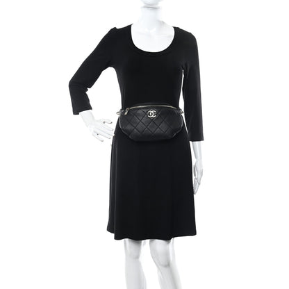 Chanel Lambskin Quilted Resin Bi-Color Waist Bag Fanny Pack Black 3 of 10