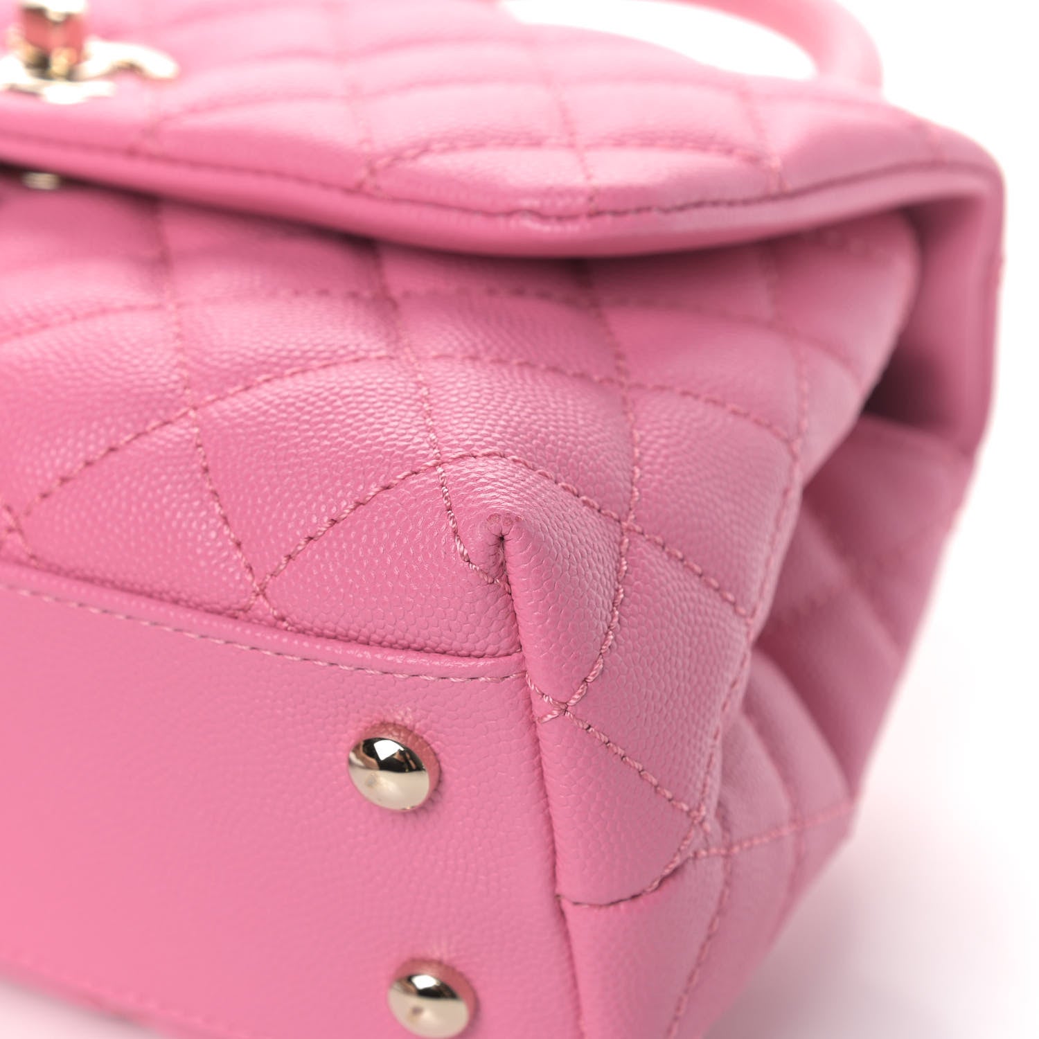 Chanel Caviar Lizard Embossed Quilted Mini Coco Handle Flap Pink 14 of 17
