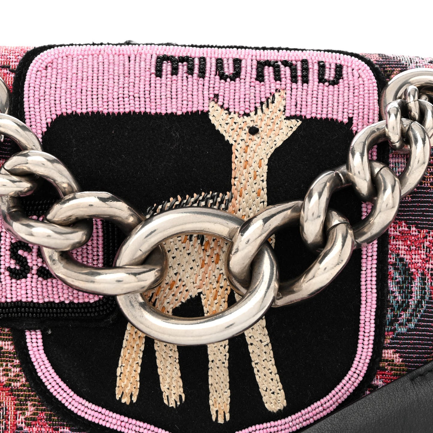 Beaded Jacquard Club Shoulder Bag Multicolor