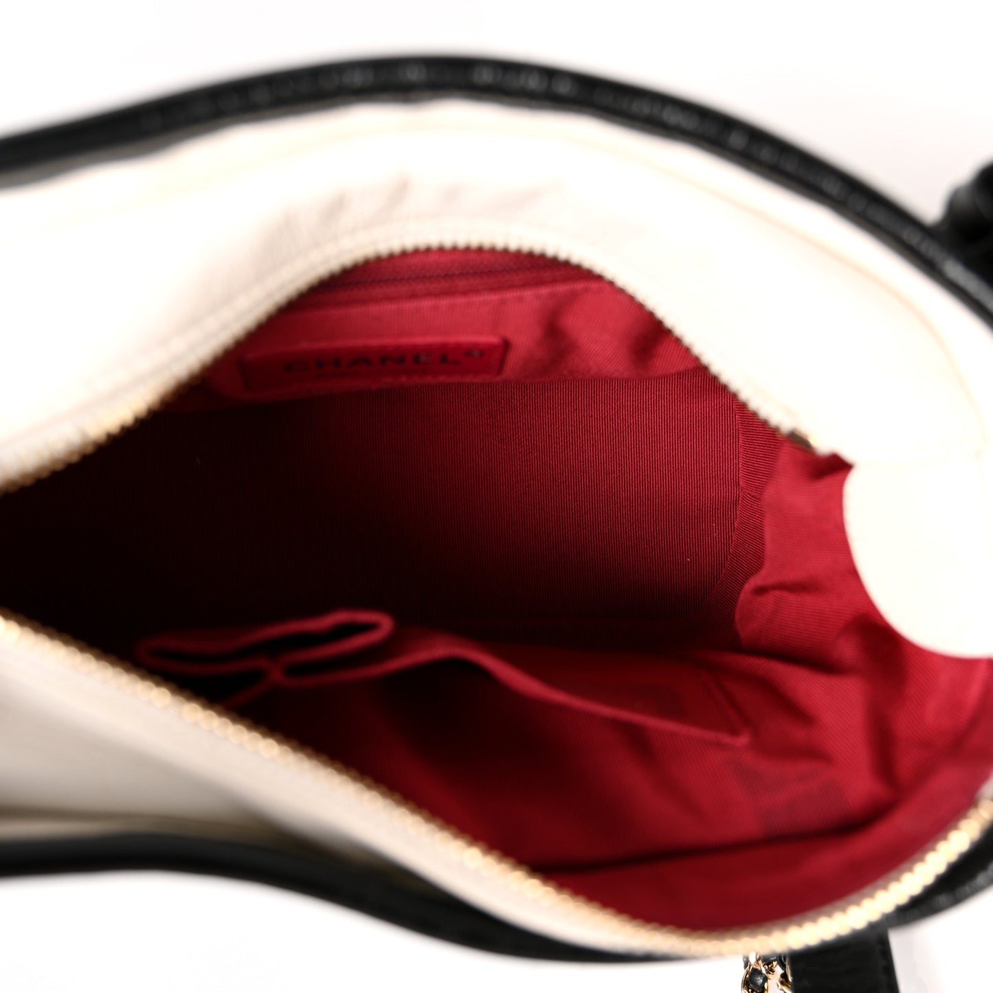 Aged Calfskin Quilted Small Gabrielle Hobo Black White