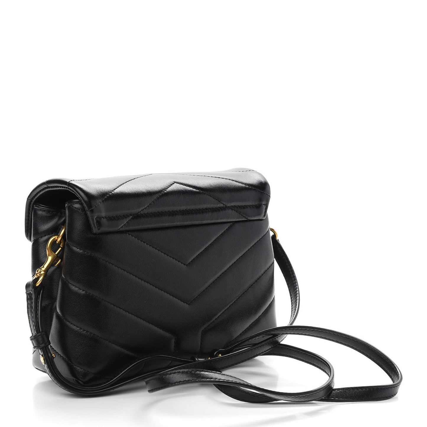 Calfskin Y Quilted Monogram Toy Loulou Crossbody Bag Black