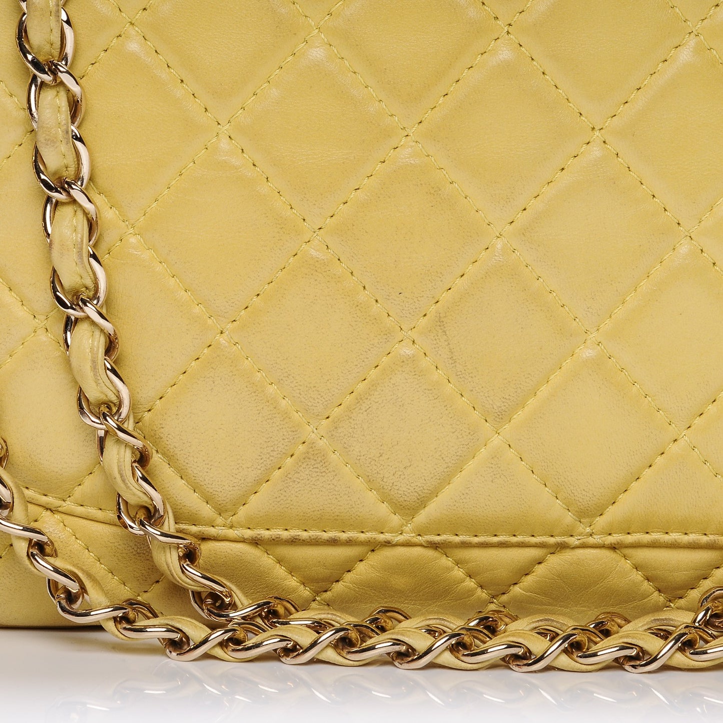 Lambskin Quilted Maxi Single Flap Yellow