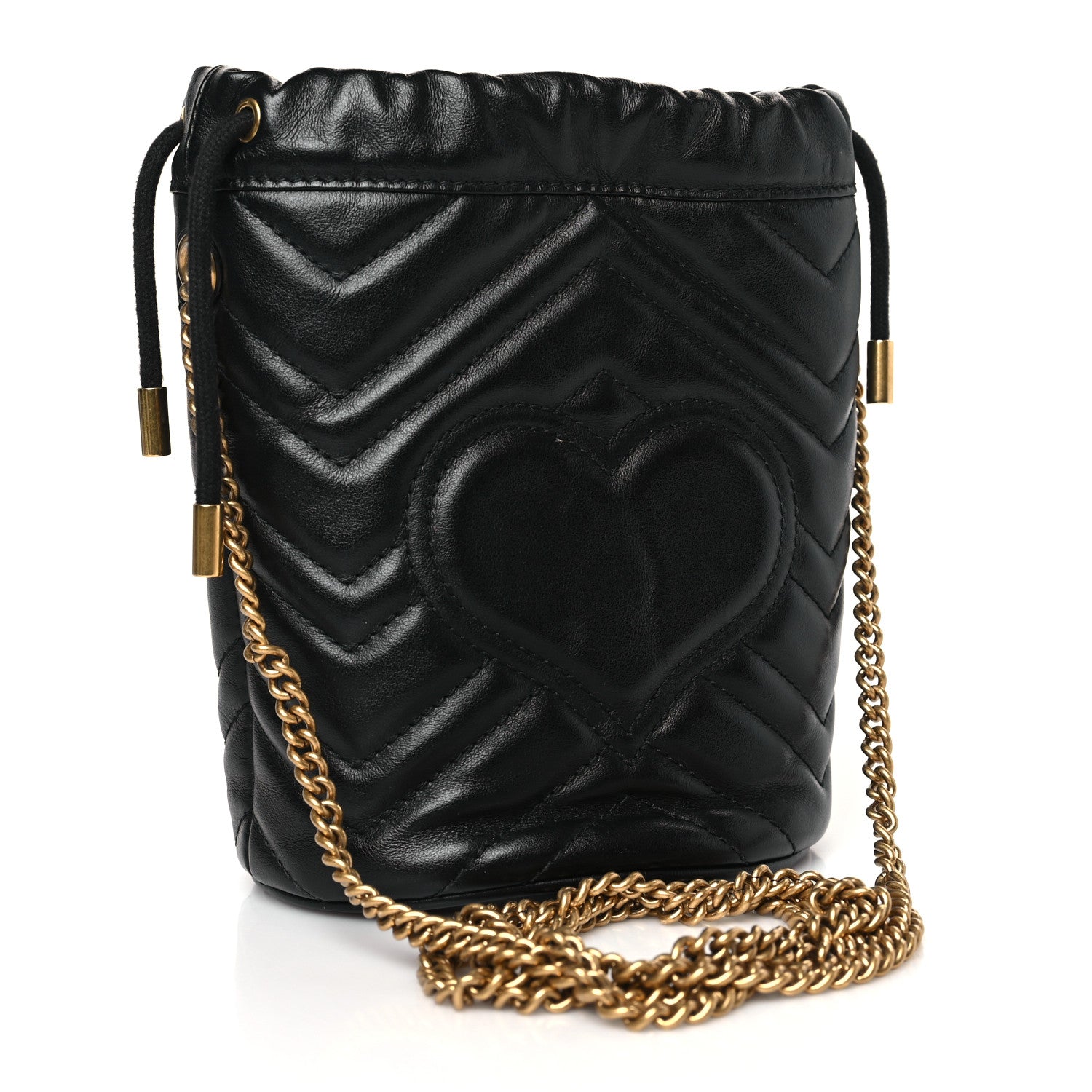 Gucci Calfskin Matelasse Mini GG Marmont 2.0 Bucket Bag Black 2 of 8