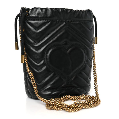 Gucci Calfskin Matelasse Mini GG Marmont 2.0 Bucket Bag Black 2 of 8