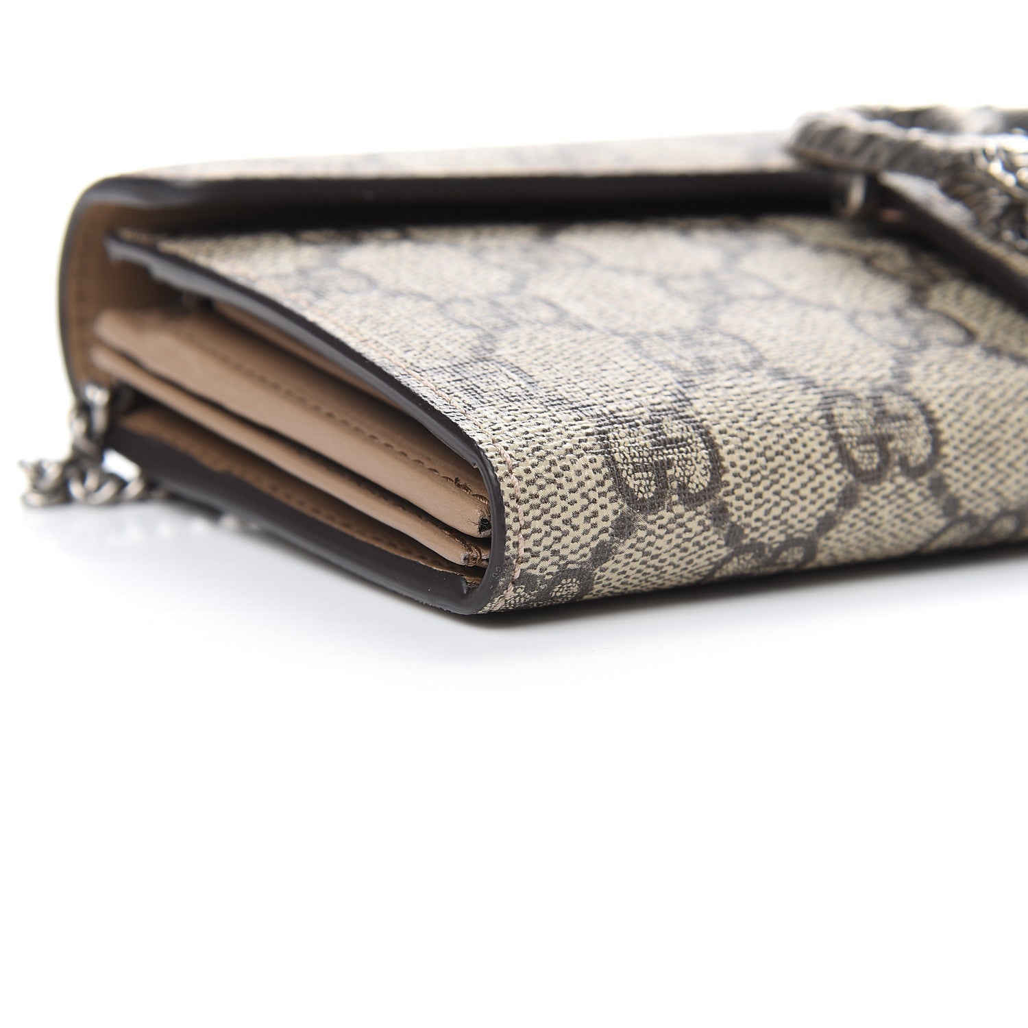Gucci GG Supreme Monogram Dionysus Chain Clutch Wallet Beige Taupe 4 of 11