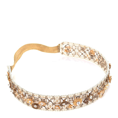 Chanel Pearl Crystal CC Headband Gold 3 of 4