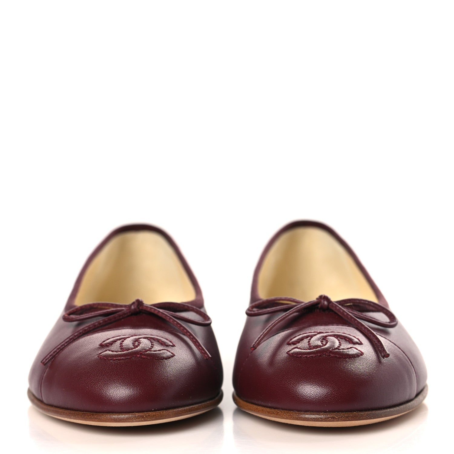 Chanel Lambskin Cap Toe CC Ballerina Flats 36 Burgundy 2 of 9