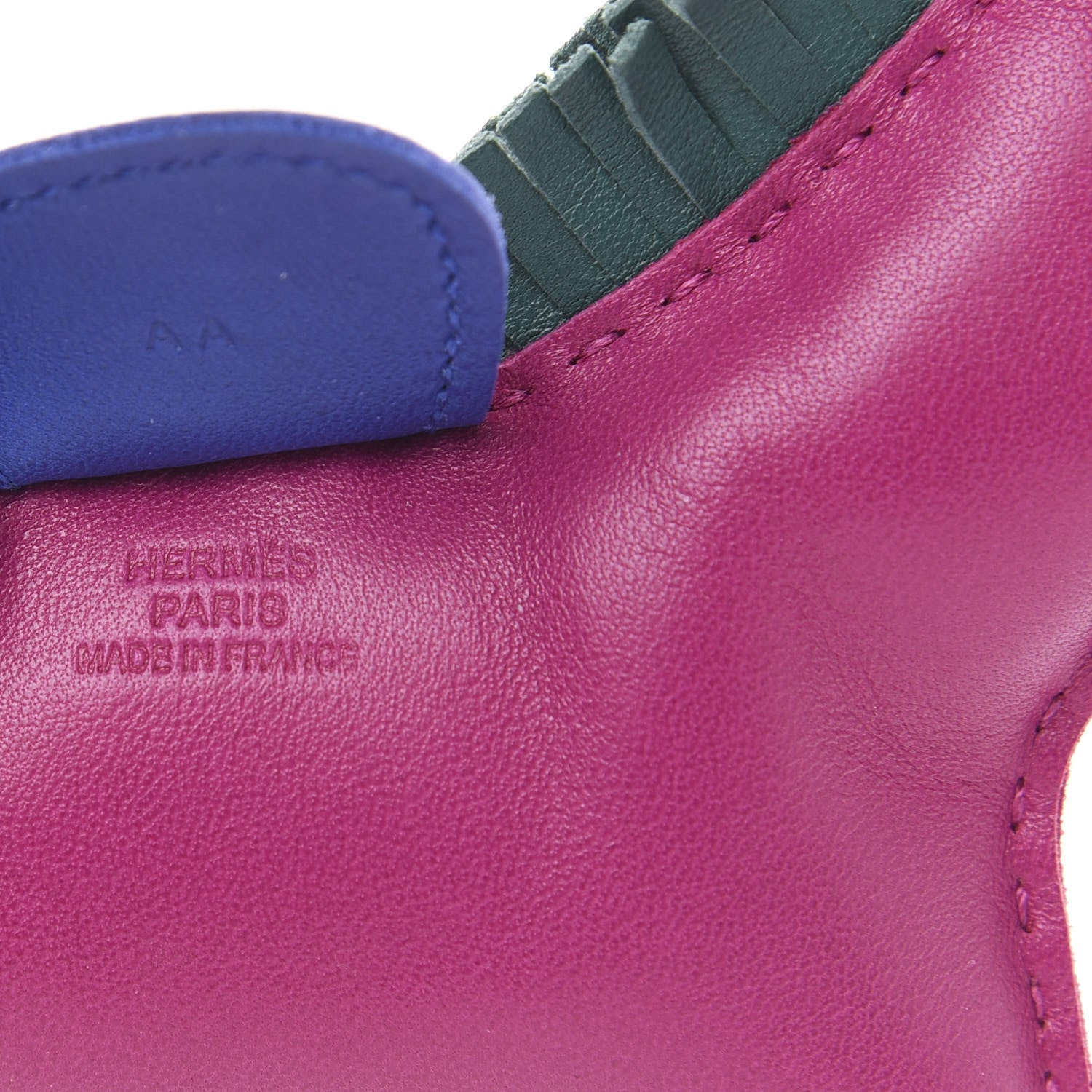 Hermes Milo Lambskin Grigri Rodeo Horse Bag Charm MM Rose Pourpre Malachite Bleu Electrique 3 of 4