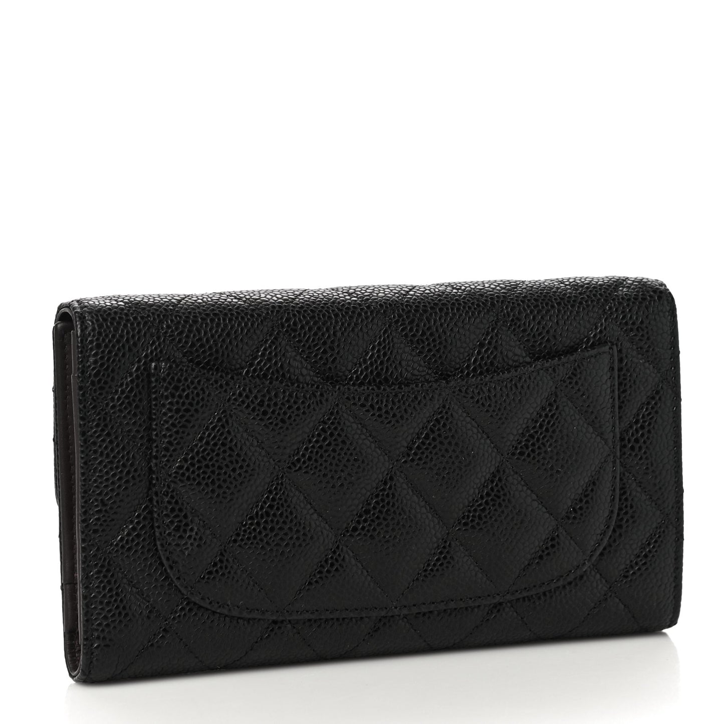 Caviar Quilted Large Flap Wallet Black