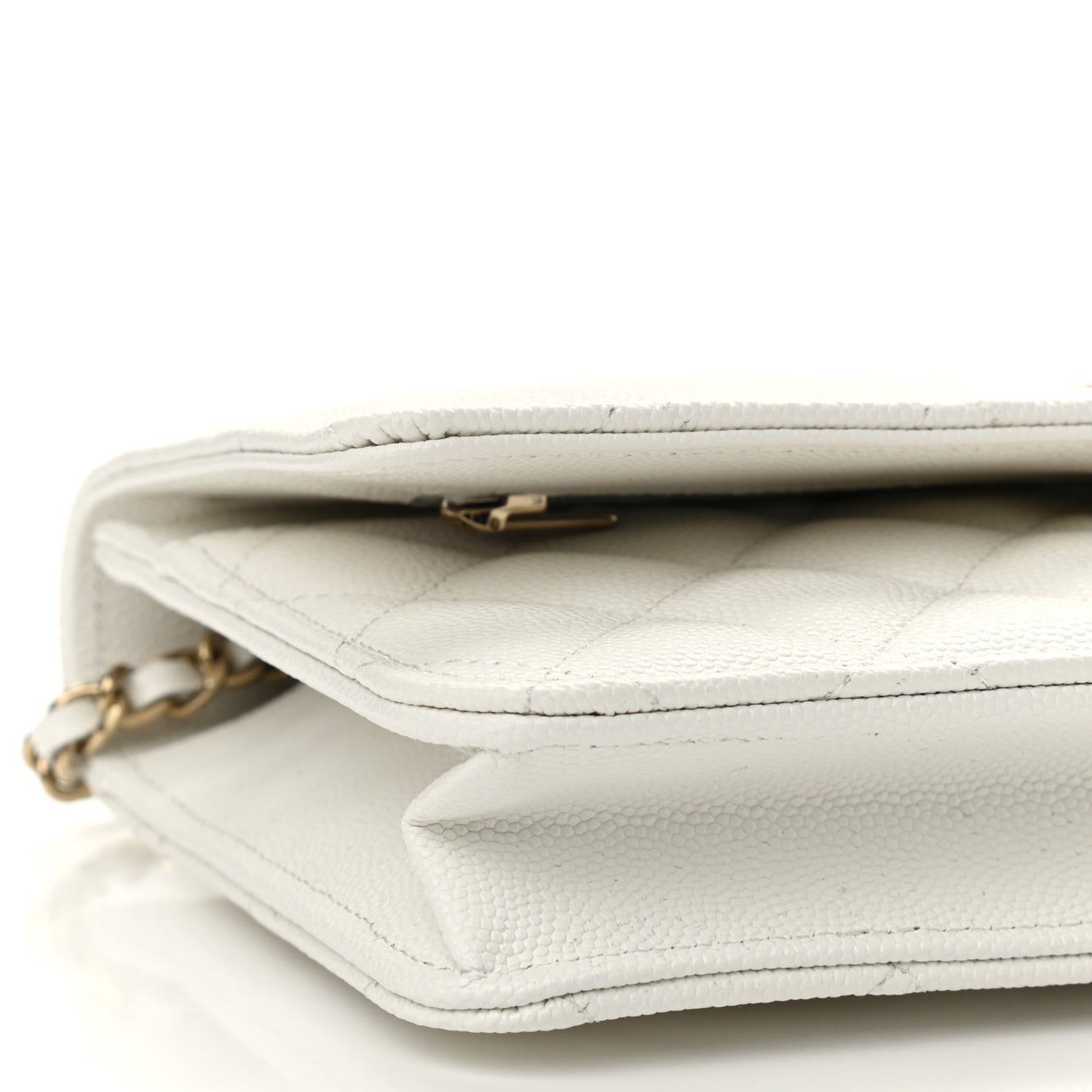 Caviar Quilted Wallet On Chain WOC White