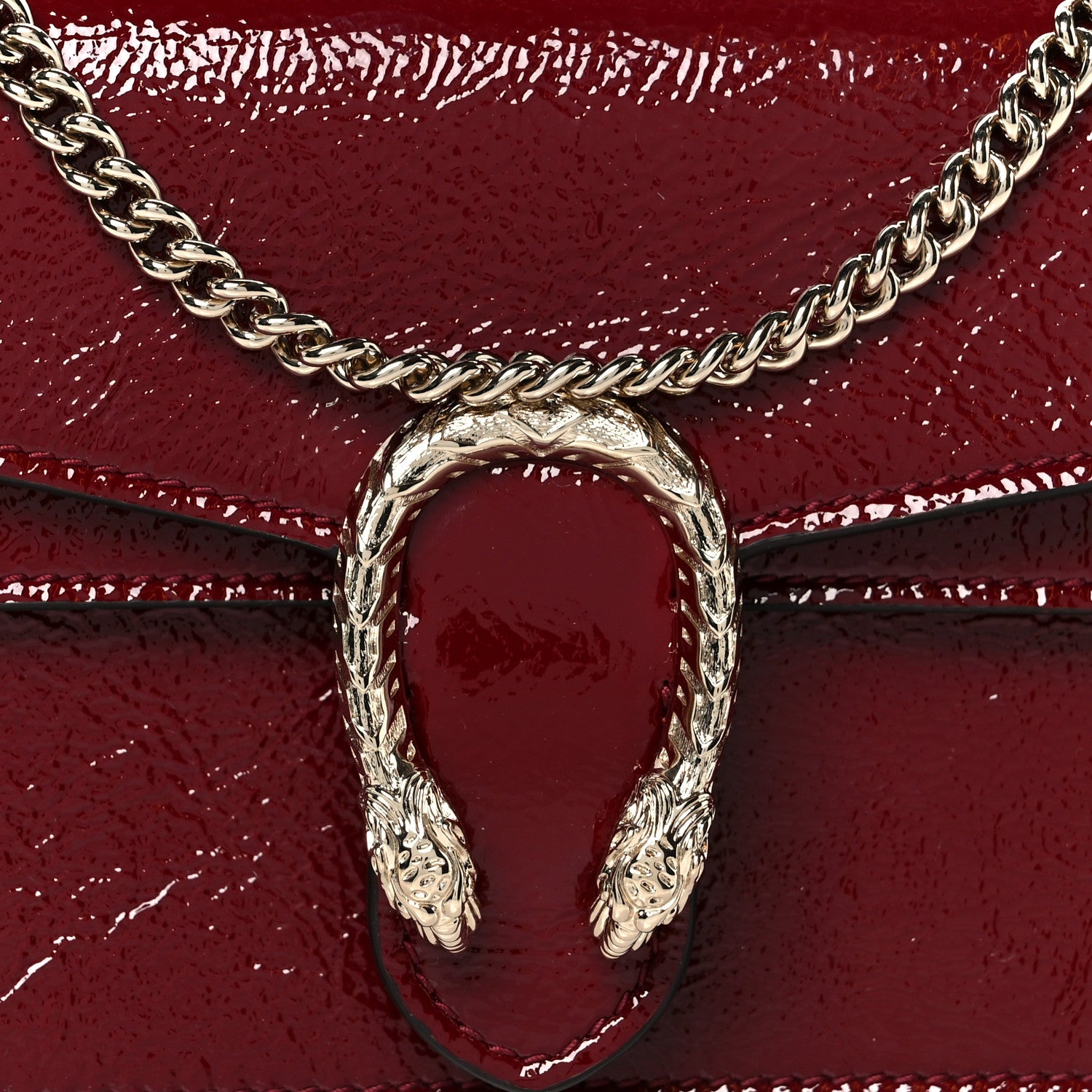 Gucci Crinkled Patent Mini Dionysus Shoulder Bag Rosso Ancora Red 7 of 10