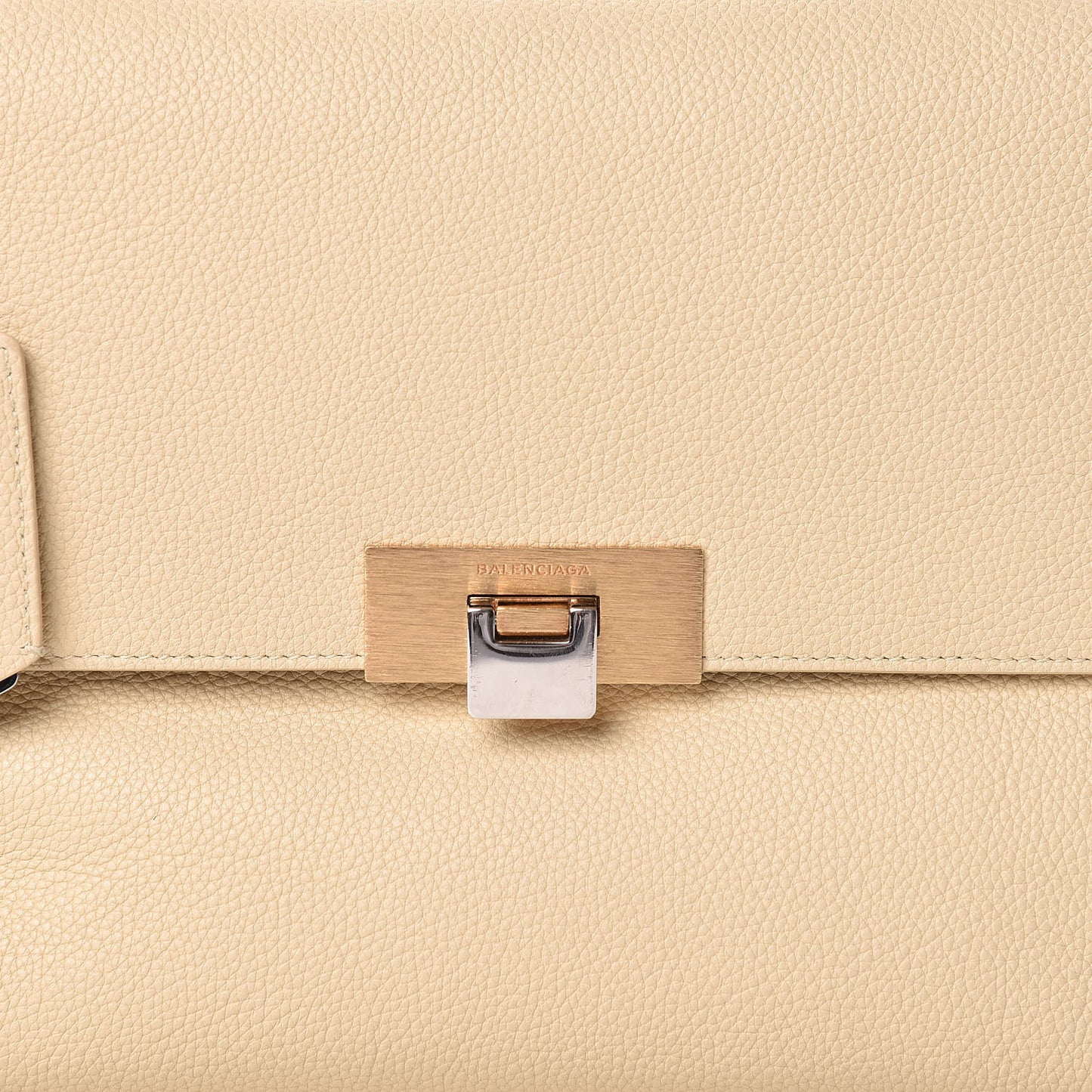 Grained Calfskin Le Dix Small Soft Cartable Blanc Creme