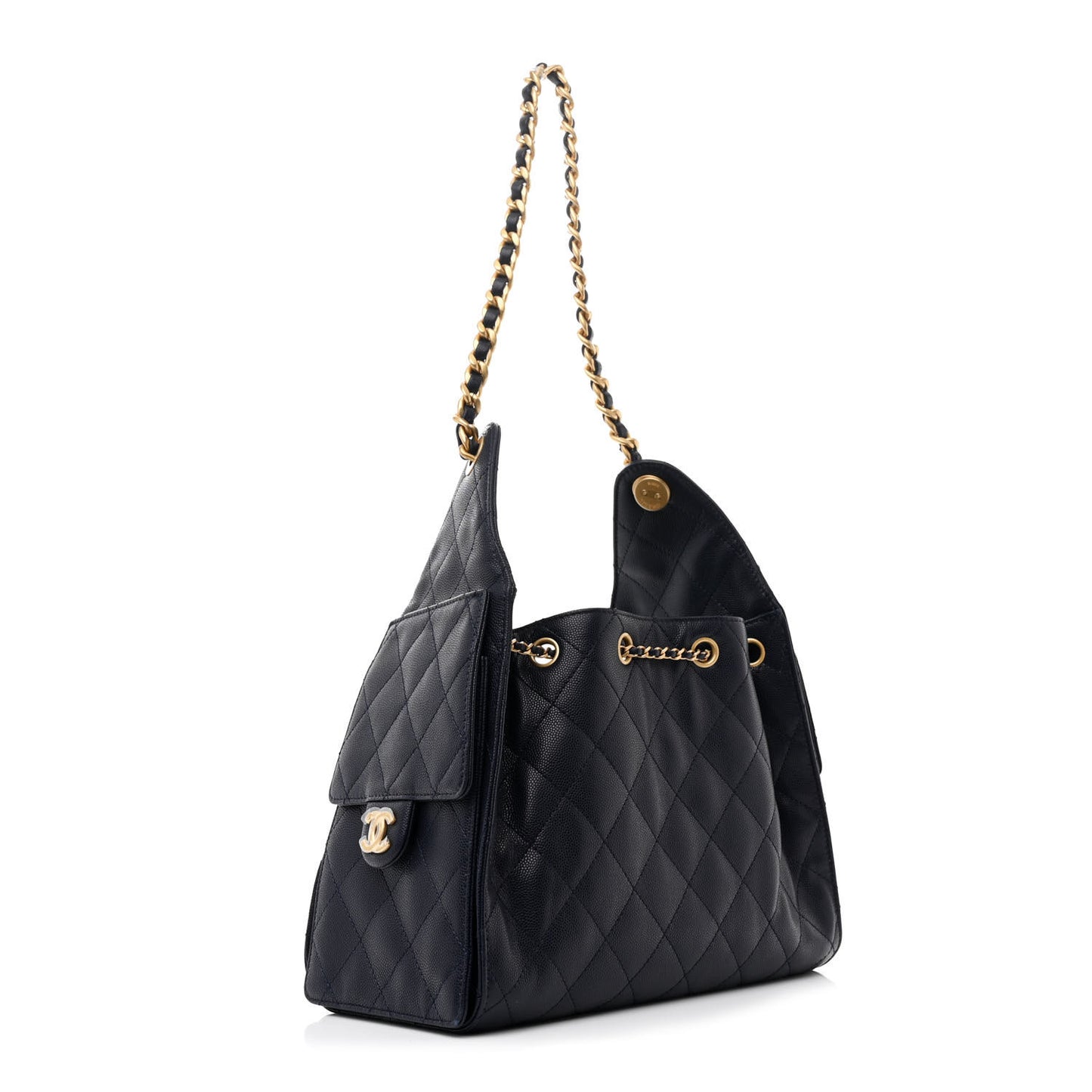 Caviar Quilted Small Chanel 25 Handbag Dark Navy