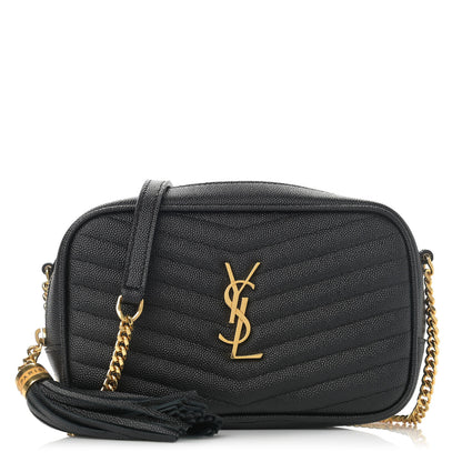 Saint Laurent Grain De Poudre Matelasse Monogram Mini Lou Camera Bag Black 1 of 11