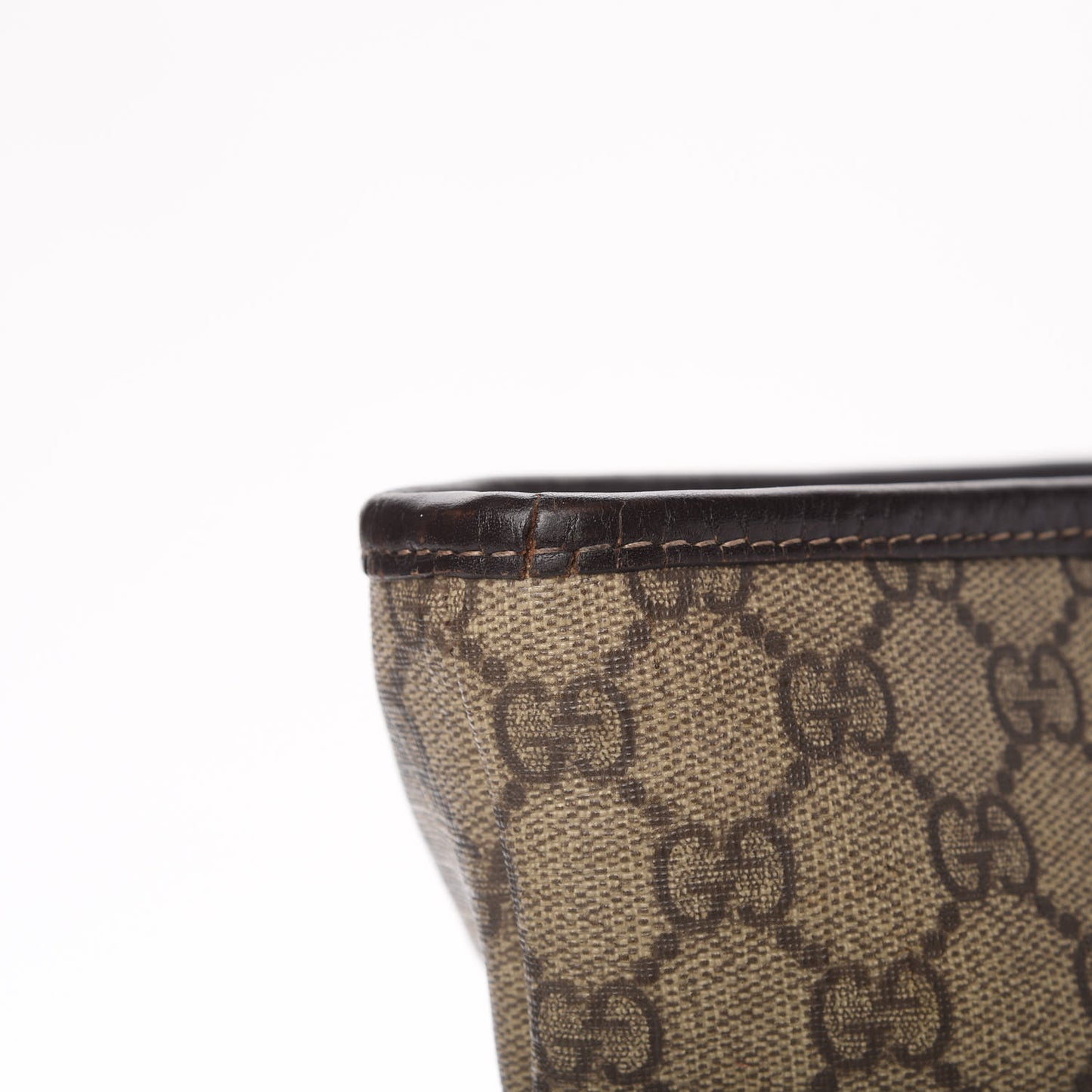 GG Supreme Monogram Medium Zippered Shopping Tote Dark Brown