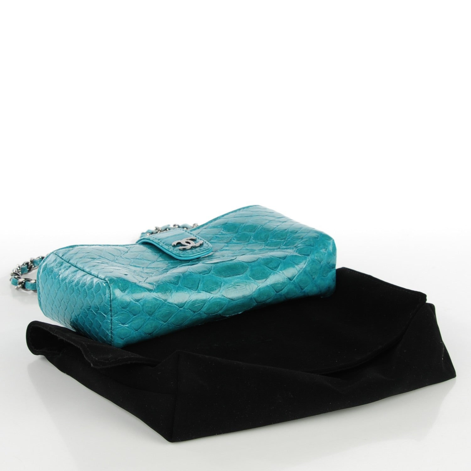 Chanel Python Mini Phone Holder Crossbody Bag Turquoise 4 of 7