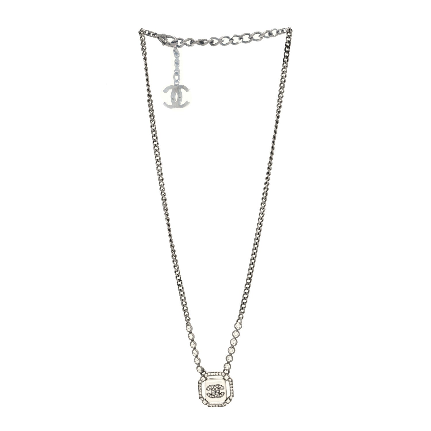 Chanel Ruthenium Crystal Pearl CC Necklace 2 of 5