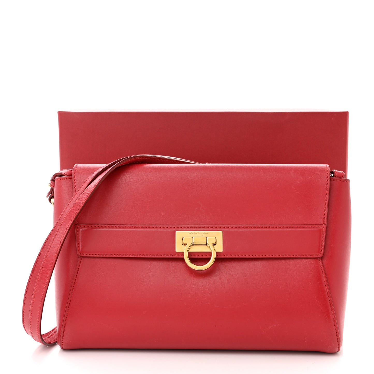 Calfskin Abbey Crossbody Shoulder Bag Red