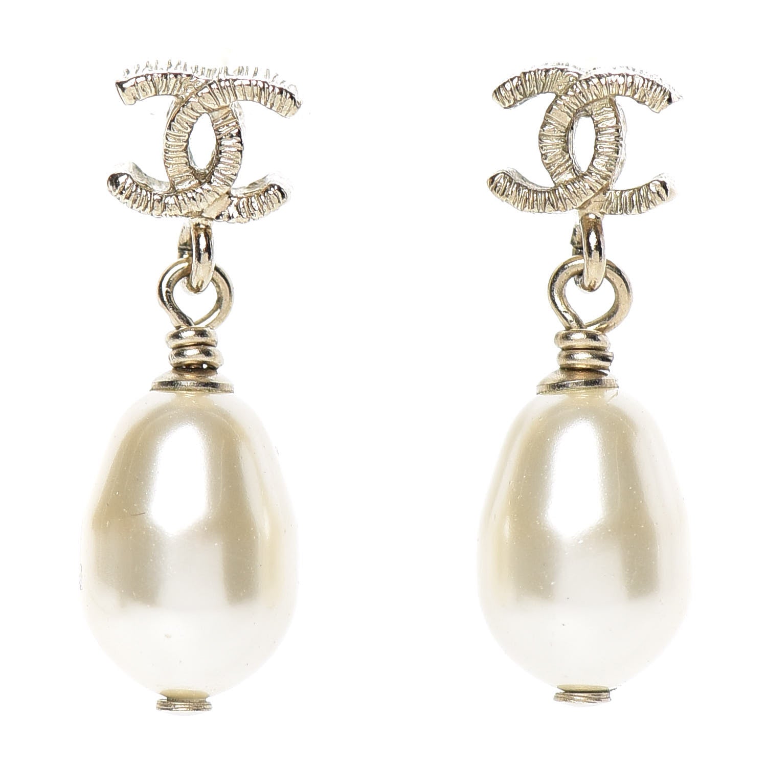 Chanel Pearl CC Drop Earrings Gold 1 of 3