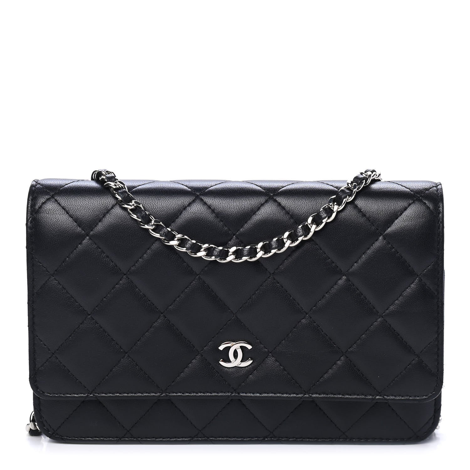 Chanel Lambskin Quilted Wallet On Chain WOC Black 1 of 4