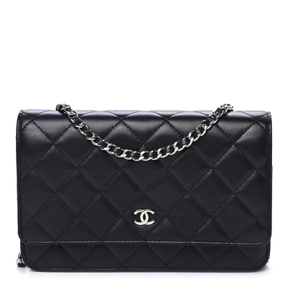 Chanel Lambskin Quilted Wallet On Chain WOC Black 1 of 4