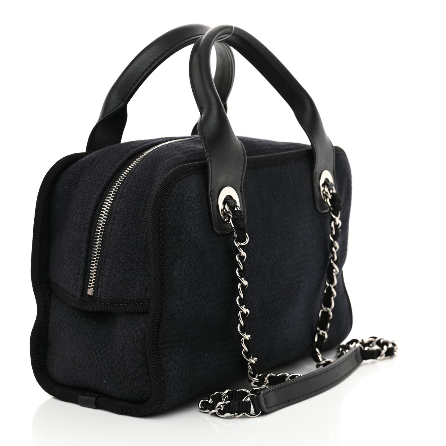 Mixed Fibers Small Deauville Bowling Bag Navy Blue