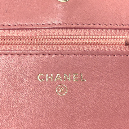 Chanel Lambskin Quilted Wallet On Chain WOC Pink 6 of 9