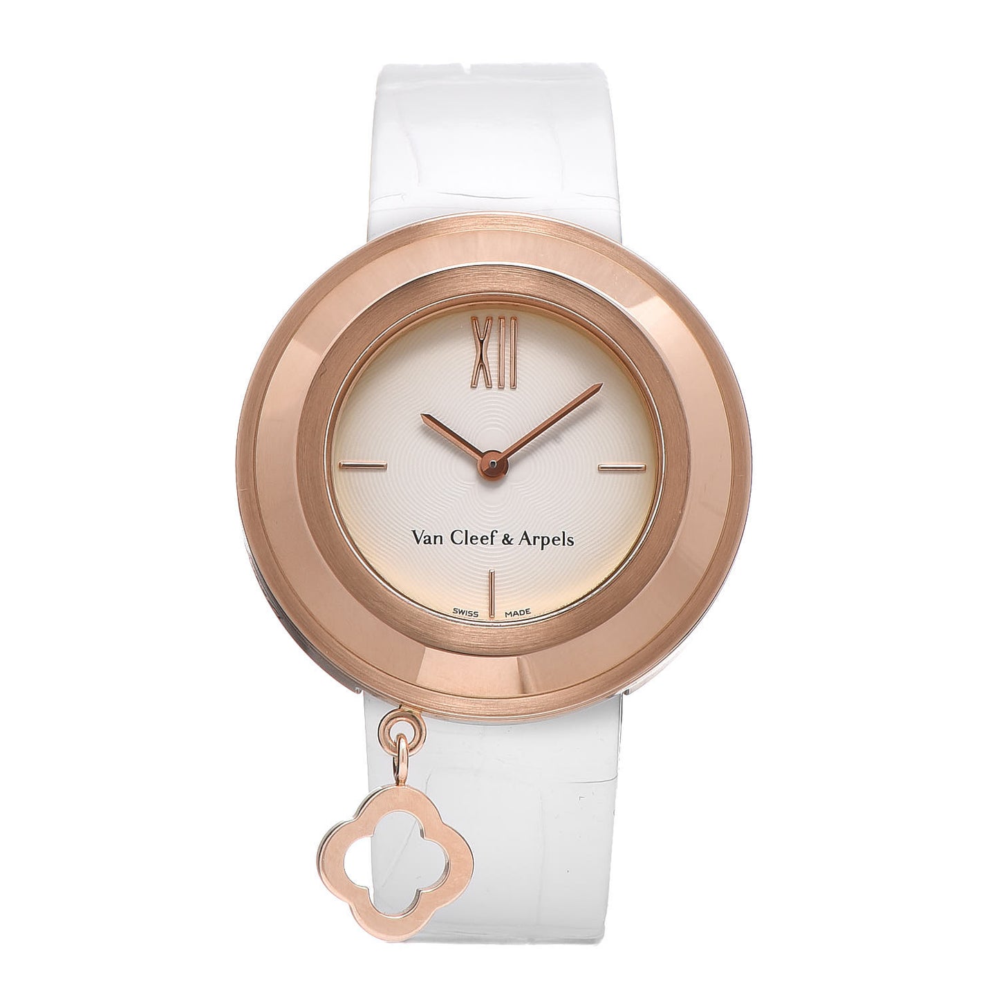 18K Rose Gold Alligator Diamond 32mm Charms Quartz Watch