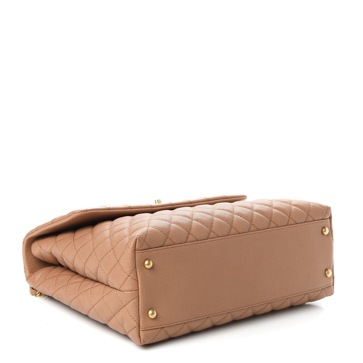 Caviar Lizard Quilted Large Coco Handle Flap Beige