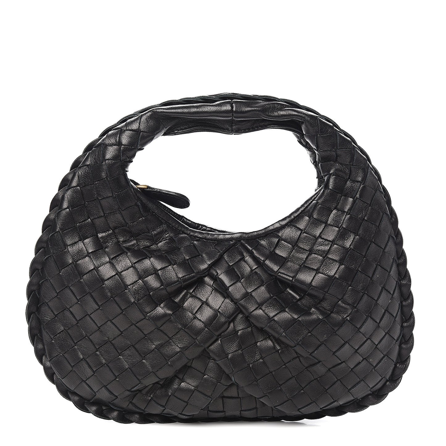Nappa Intrecciato Pleated Mini Veneta Hobo Black