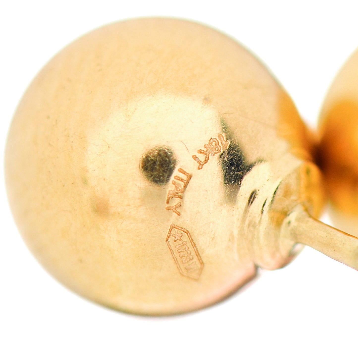 18K Yellow Gold 8mm Ball Stud Earrings