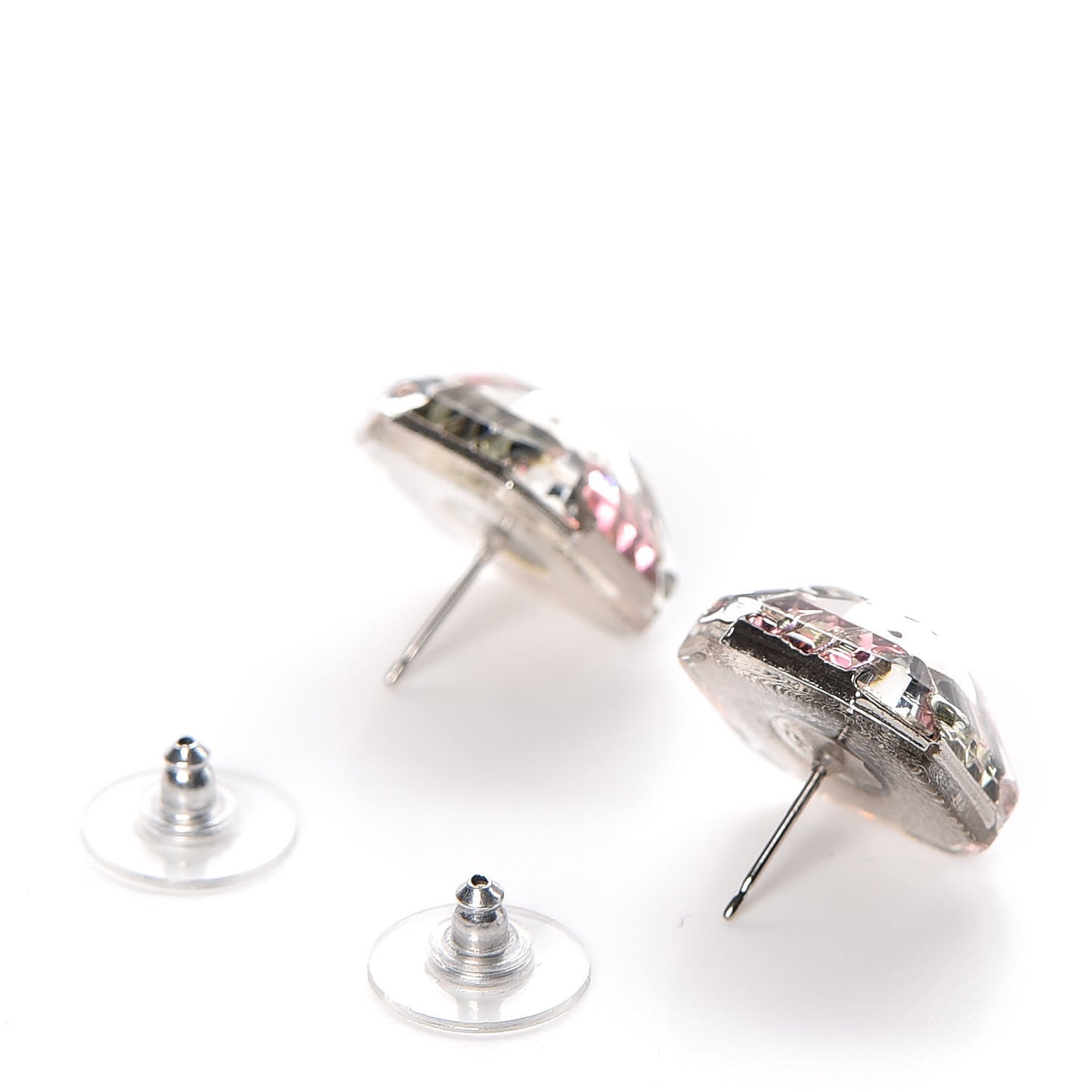 Crystal CC Earrings Silver Pink