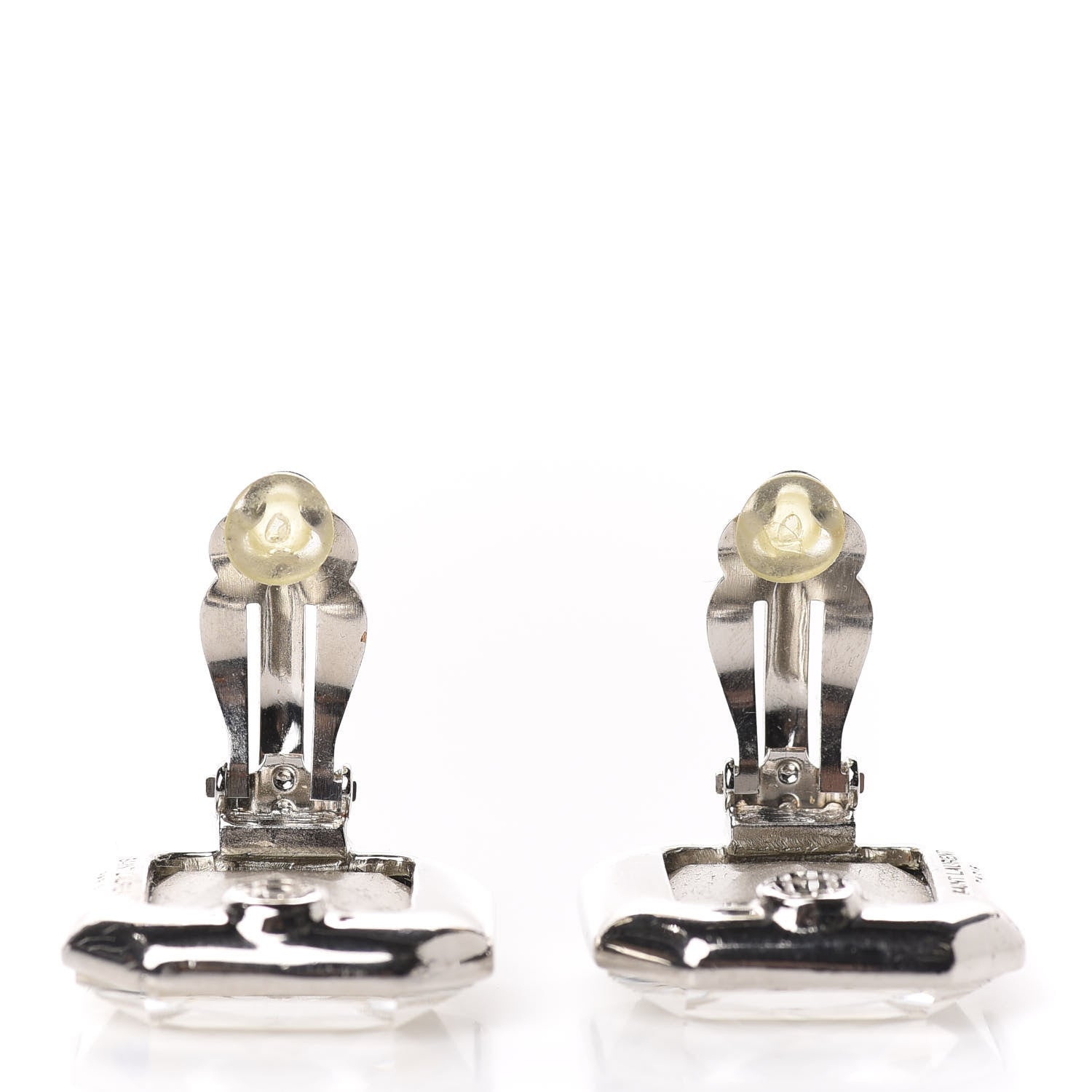 Saint Laurent Crystal Smoking Clip On Earrings Silver 3 of 5