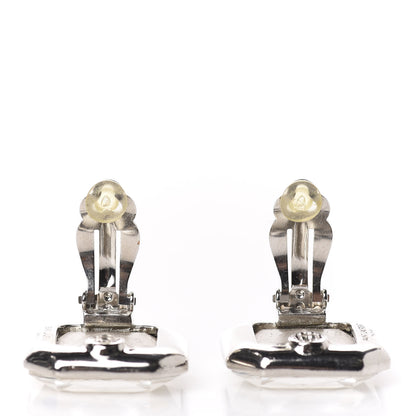 Saint Laurent Crystal Smoking Clip On Earrings Silver 3 of 5