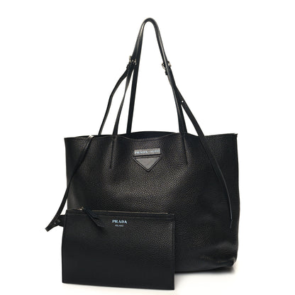 Prada Vitello Daino Small Concept Shopper Tote Black Astrale 1 of 12