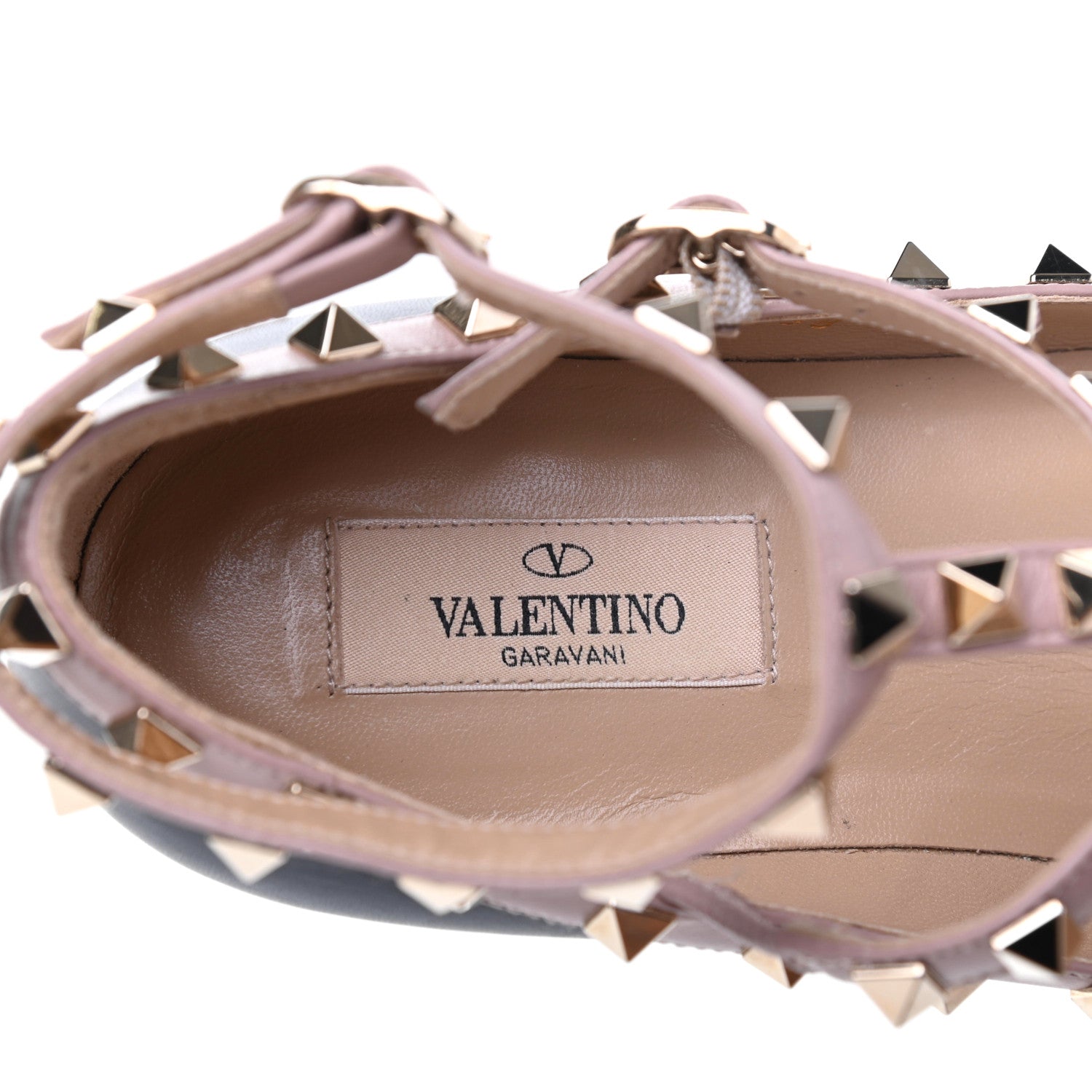 Valentino Garavani Nappa Rockstud Cage Ballerina Flats 38 Black Poudre 10 of 17