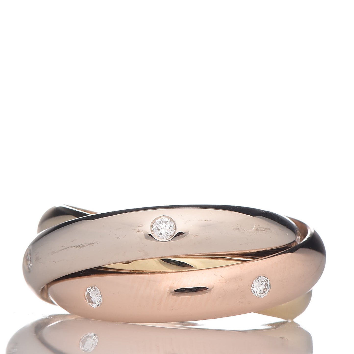 18K Pink Yellow White Gold Diamond Medium Trinity Ring 51 5.75