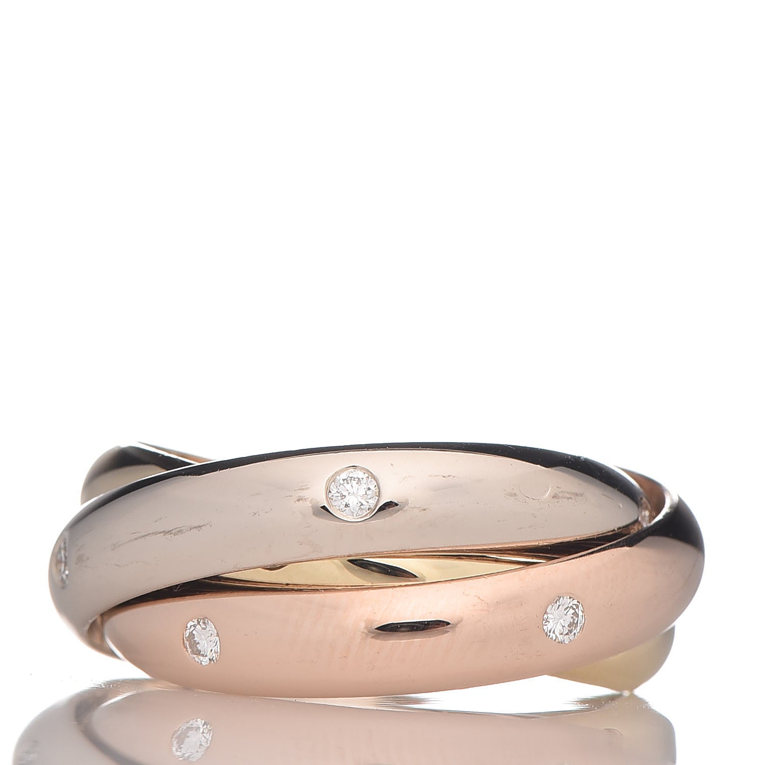 Cartier 18K Pink Yellow White Gold Diamond Medium Trinity Ring 51 5.75 3 of 4