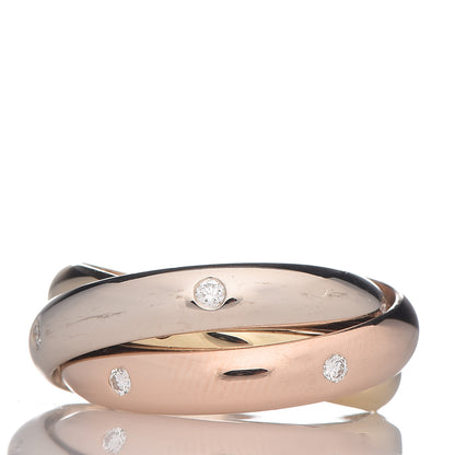 Cartier 18K Pink Yellow White Gold Diamond Medium Trinity Ring 51 5.75 3 of 4