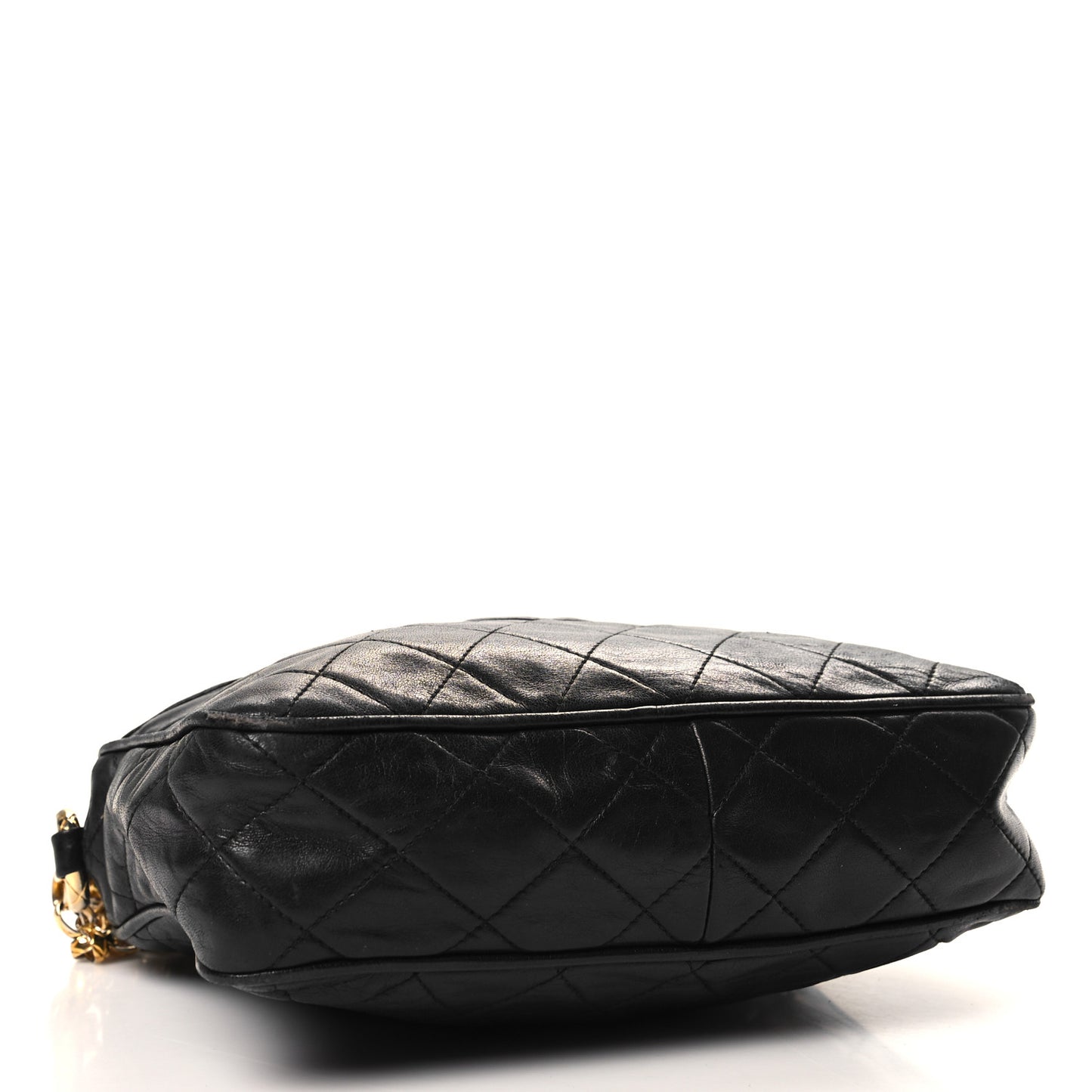 Lambskin Quilted Tassel Camera Case Black
