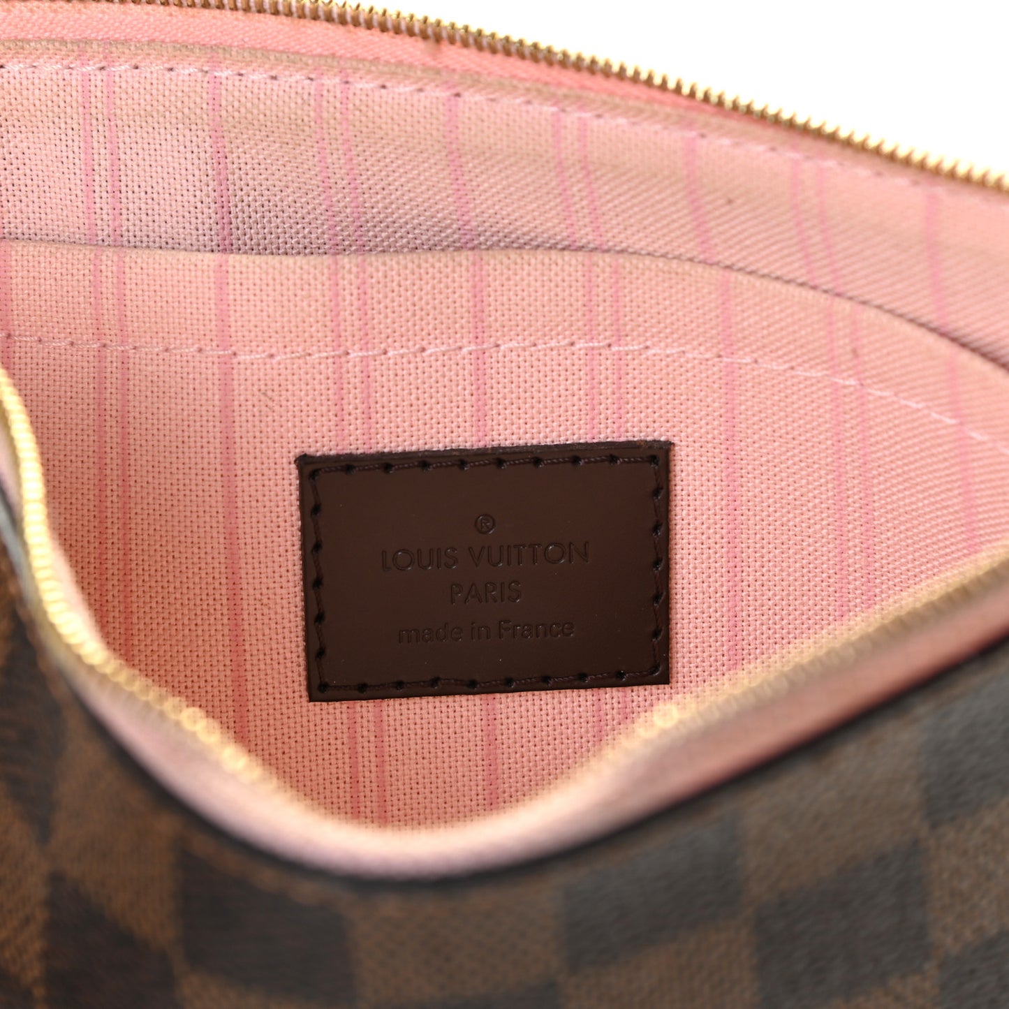 Damier Ebene Neverfull MM GM Pochette Rose Ballerine