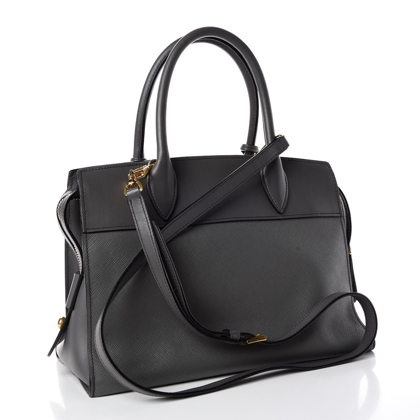 Saffiano City Calfskin Medium Esplanade Tote Mercurio